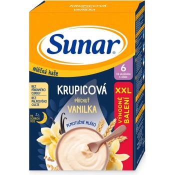 Sunar Mléčná krupicová kaše Vanilka na dobrou noc 340g