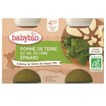 BABYBIO brambory-špenát 4m+ 2x130g