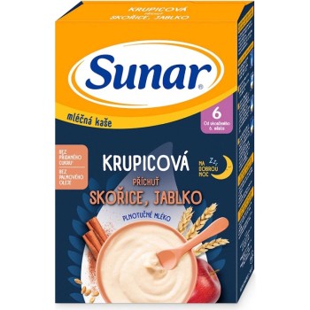 Sunar Mléčná krupicová kaše Skořice/Jablko na dobrou noc 210g