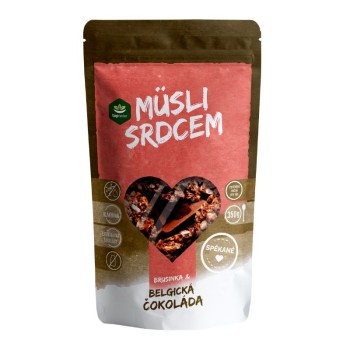 Müsli srdcem belgická čokoláda & brusinky 350g Topnatur