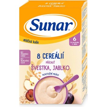 Sunar Mléčná kaše 8 cereálií švestka/jablko 6m+ 210g