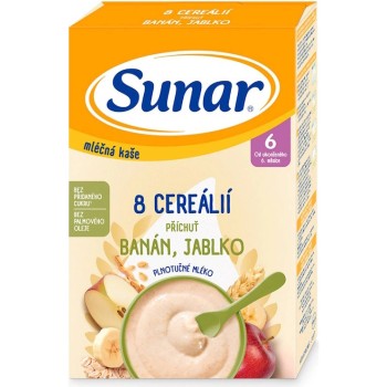 Sunar Mléčná kaše 8 cereálií banán/jablko 6m+ 210g