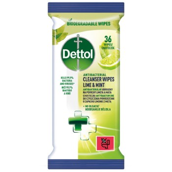 DETTOL Antibakt.ubr.na povrchy Limetka a Máta 36ks