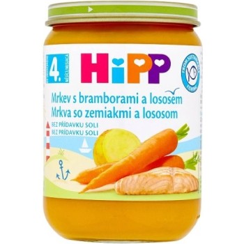 HiPP Mrkev s bramborami a lososem 4m 190g