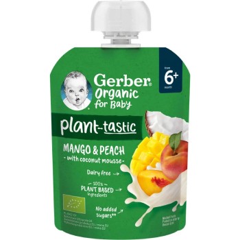 Gerber Kapsička mango a broskev s kokosovým mlékem BIO 80g 6M+