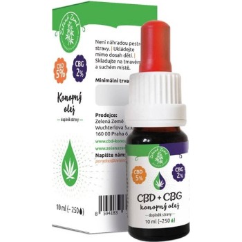 Zelená Země CBD 5% + CBG 2% konopný olej 10ml