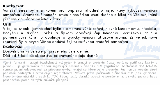 Informace o produktu:<br> LEROS Bylinkové Vánoce 20x2g