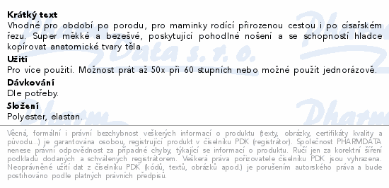 Informace o produktu:<br> MomCare poporodní kalhotky více použití L/XL 4ks