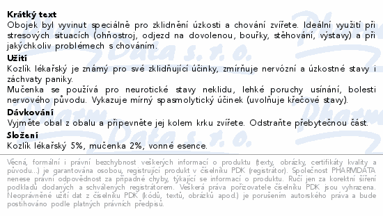 Informace o produktu:<br> Max Calm zklidňující obojek proti stresu pro psy 75cm