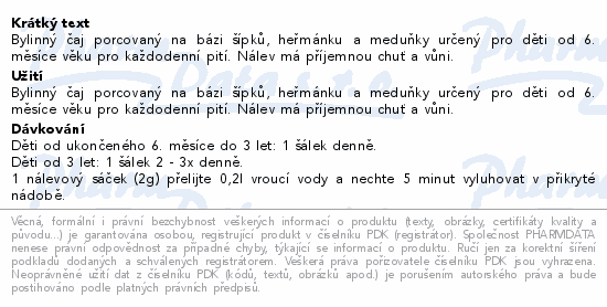 Informace o produktu:<br> Megafyt Dětský čaj Každodenní pití 20x2g