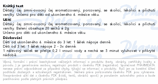 Informace o produktu:<br> Megafyt Dětský čaj Zimní 10x2g